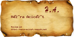 Héra Acicét névjegykártya